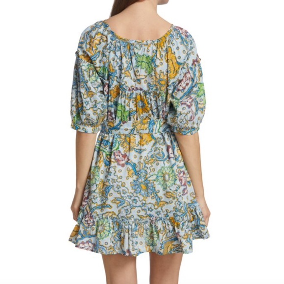 NWT $295 SUZIE KONDI Vari Batik Ruffle Mini Dress in Paradise Blue - size XS! - Picture 2 of 6